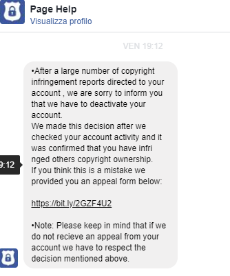 Copyright Infringement Facebook Phishing
